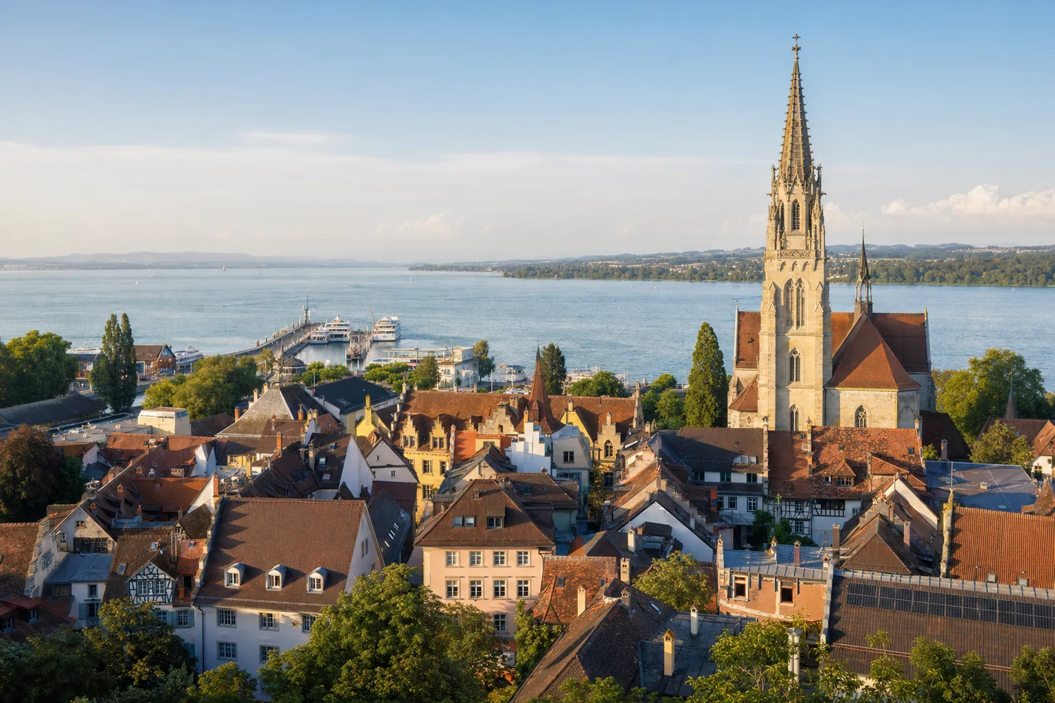 Konstanz am Bodensee mit Münster und Hafen