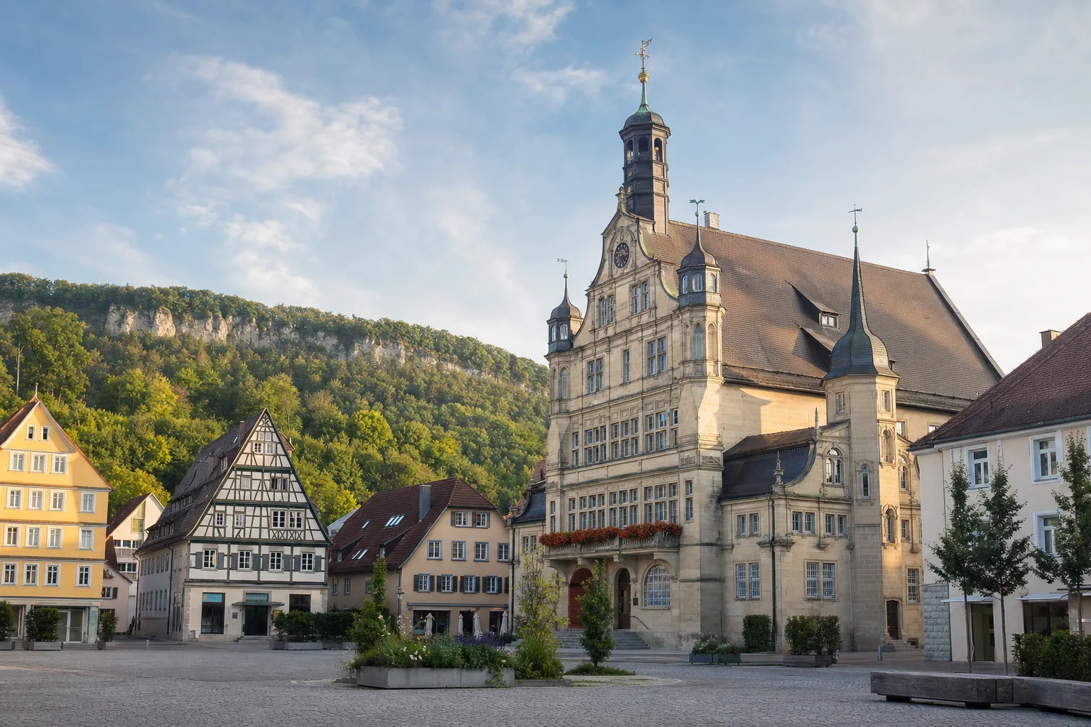 Marktplatz mit Rathaus in Aalen