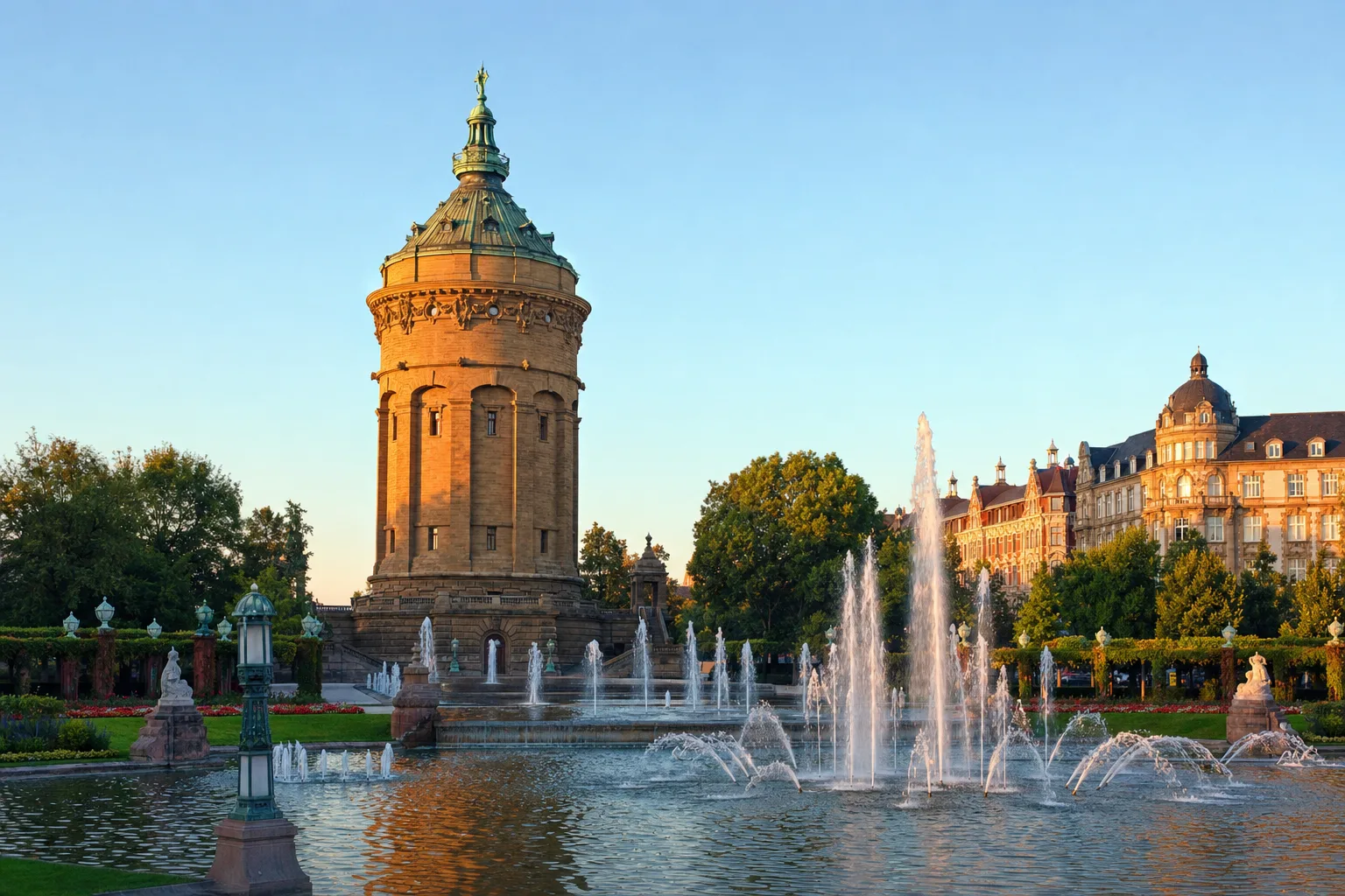 Der Mannheimer Wasserturm am Friedrichsplatz