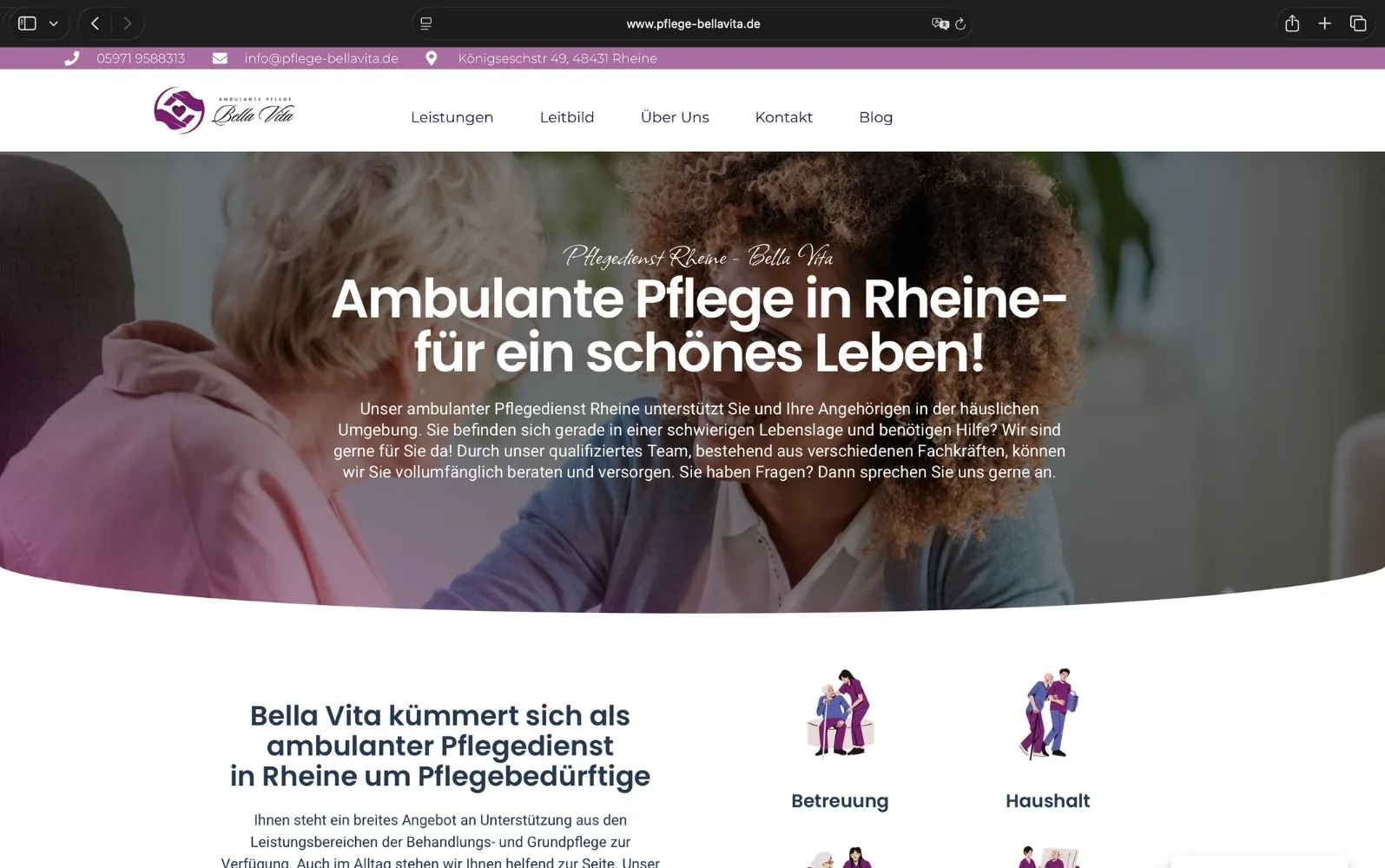 Bella Vita Pflegedienst Website-Referenz