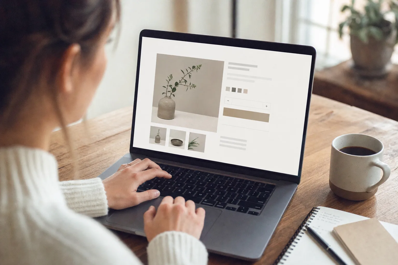 Produktseite eines Onlineshops auf einem Laptop