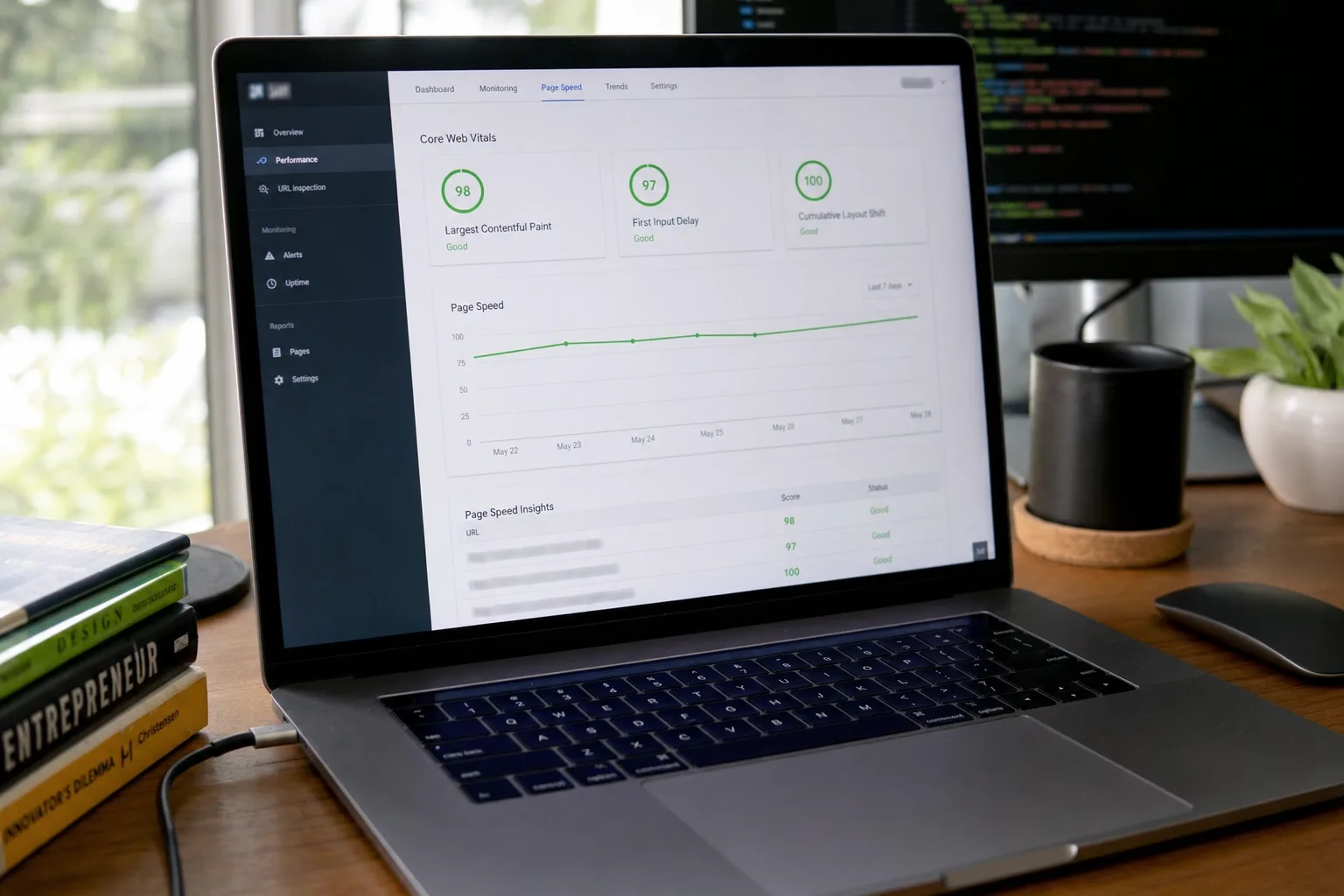 Website-Performance-Dashboard mit guten Core Web Vitals