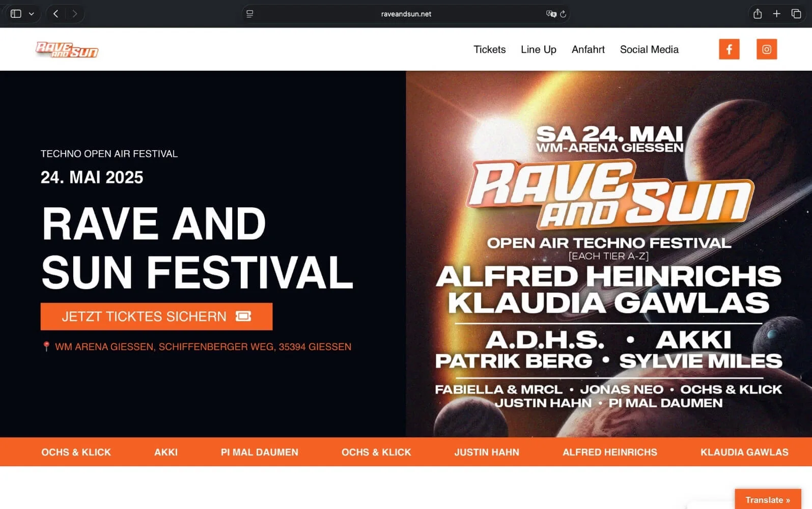 Rave and Sun Festival Website