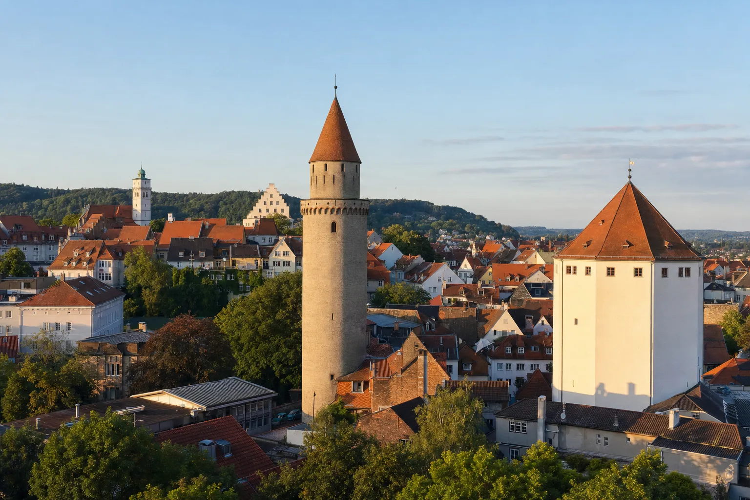 Ravensburger Altstadt mit Blaserturm und Mehlsack