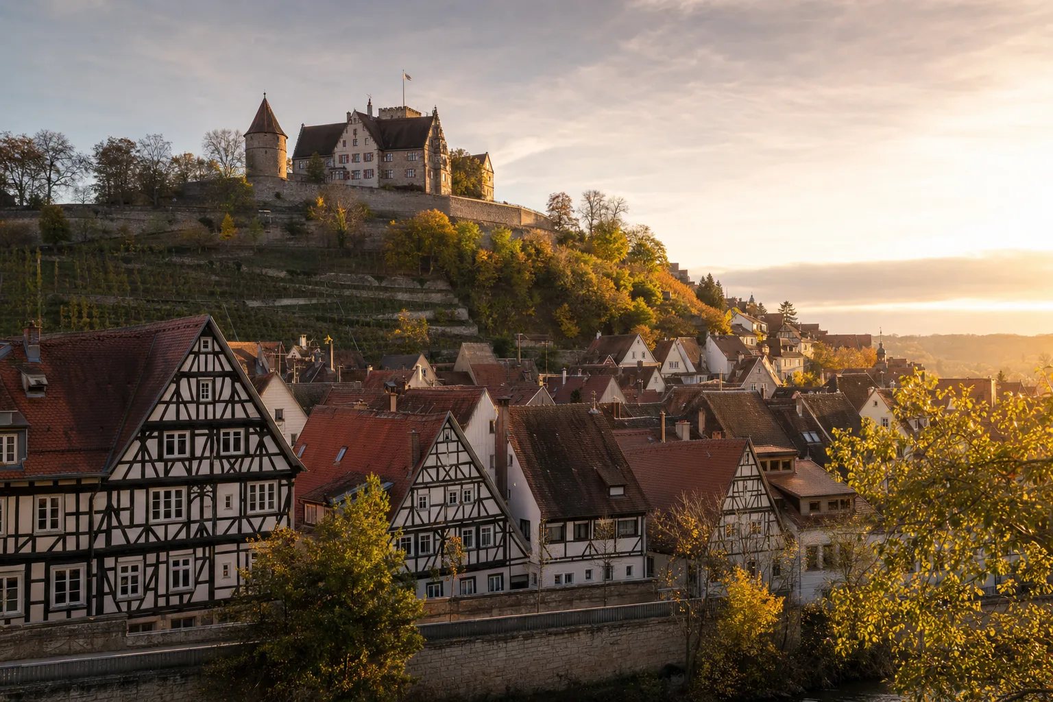 Esslinger Altstadt mit Burg über dem Neckar