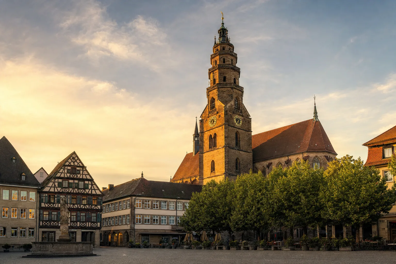 Kilianskirche und Marktplatz in Heilbronn