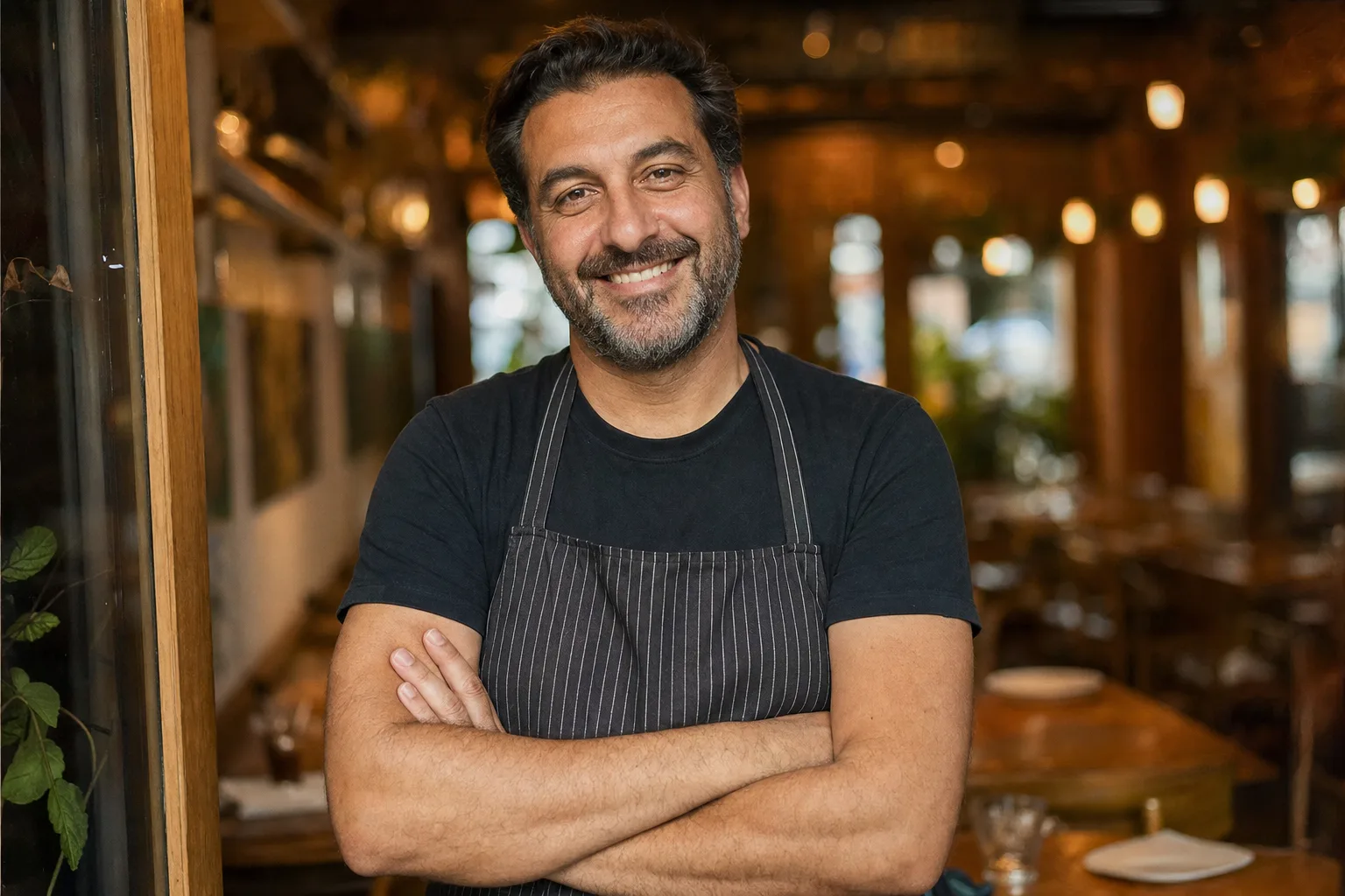 Restaurantbesitzer in seinem Lokal, SEO für Gastronomie von we make marketing