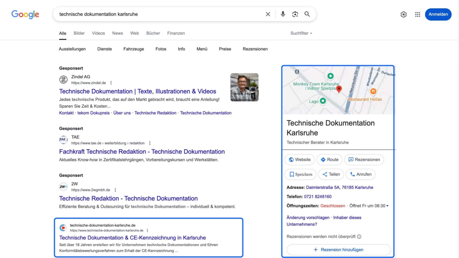 Platz 1 für technische Dokumentation Karlsruhe