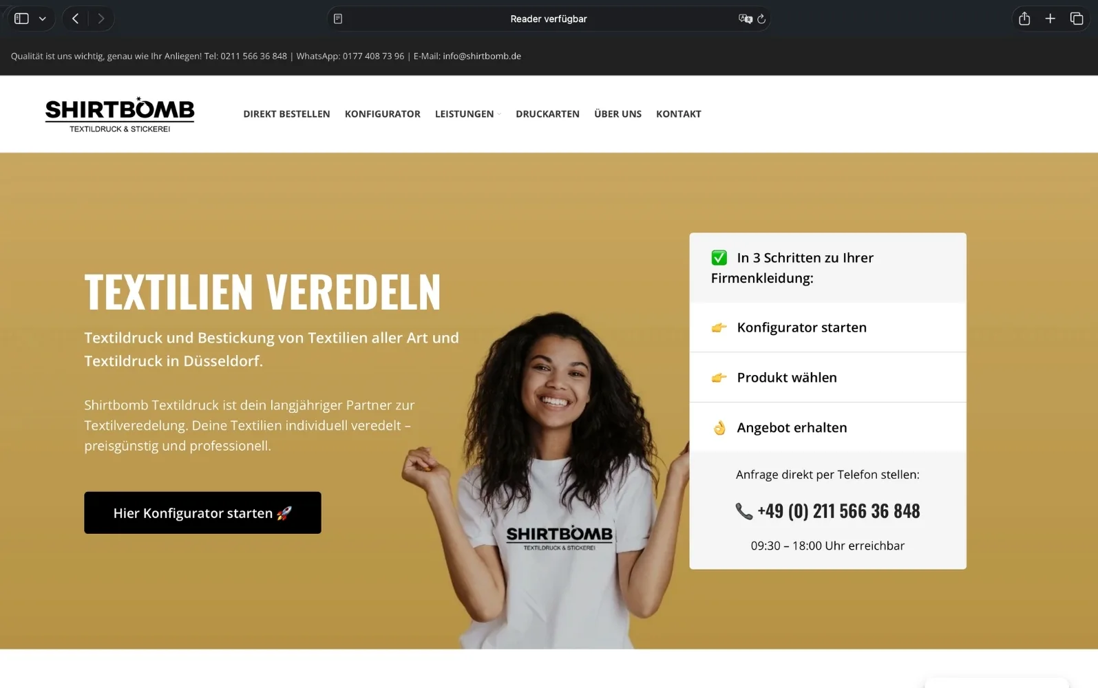 Shirtbomb Textildruck Website-Referenz