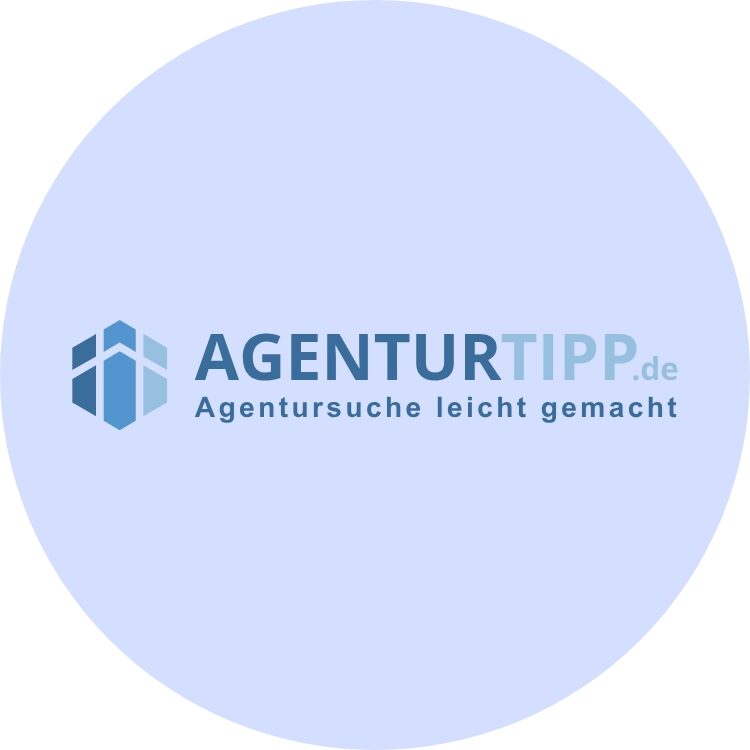 agenturtipp logo mit Icon und Schriftzug „AGENTURTIPP.de“ sowie Claim „Agentursuche leicht gemacht“.